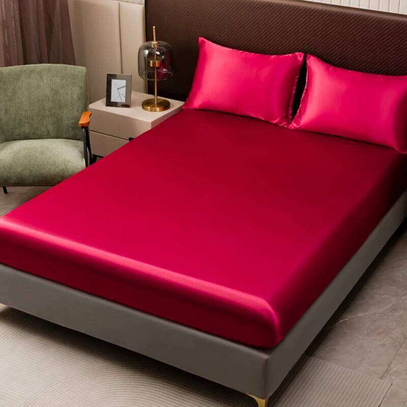 Solid Color Satin Includes Fitted Sheet Pillowcases, Bedding Set, Premium Smooth, Hypoallergenic and Machine Washable H260311