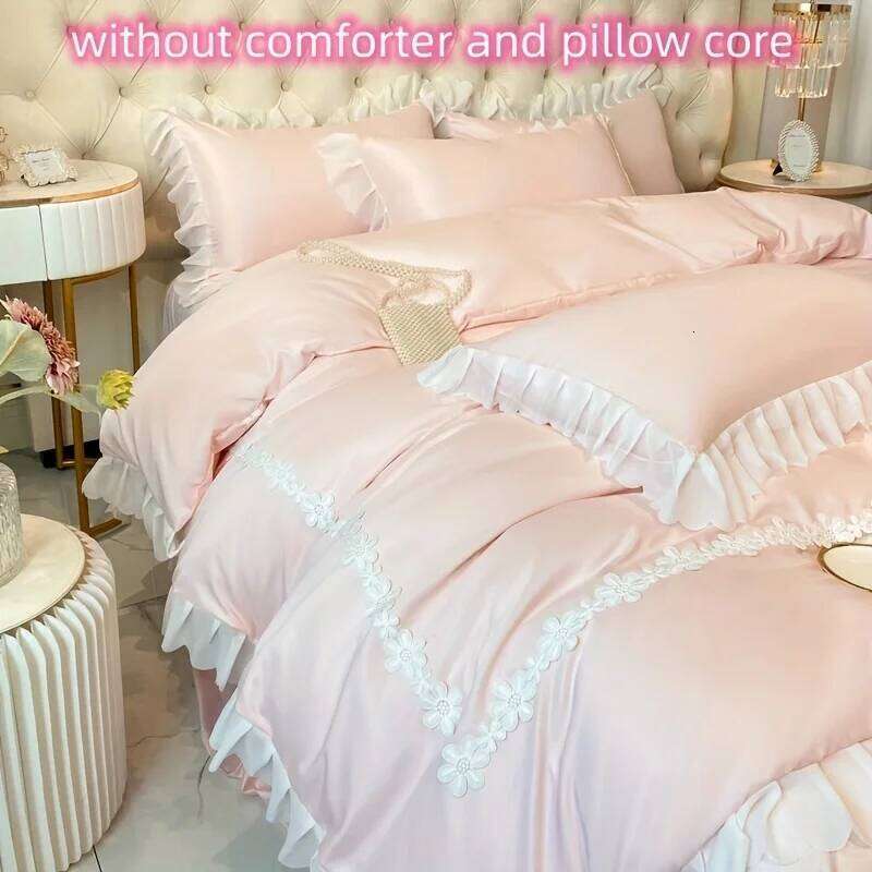 3pcs Lace Duvet Set 1*Duvet Cover + 2*Pillowcase, Without Core,lace Bedding Set,for girls Bedroom gest room H260311 - view 3