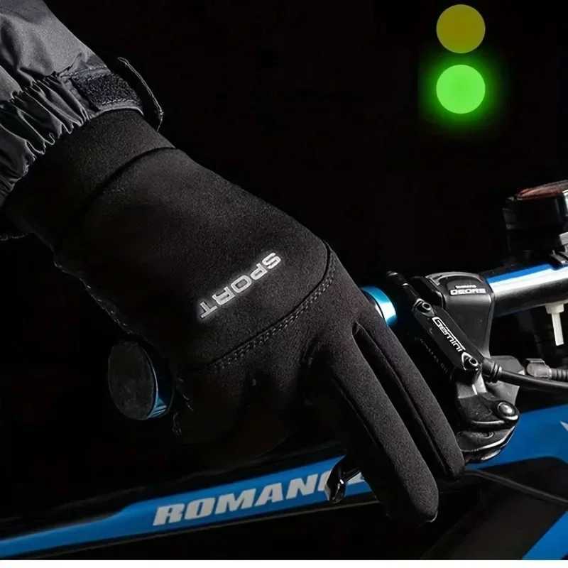 Winter Full Finger Gloves for Men - Waterproof Touch Screen Non-Slip Fleece Outdoor Sports Gloves M260311