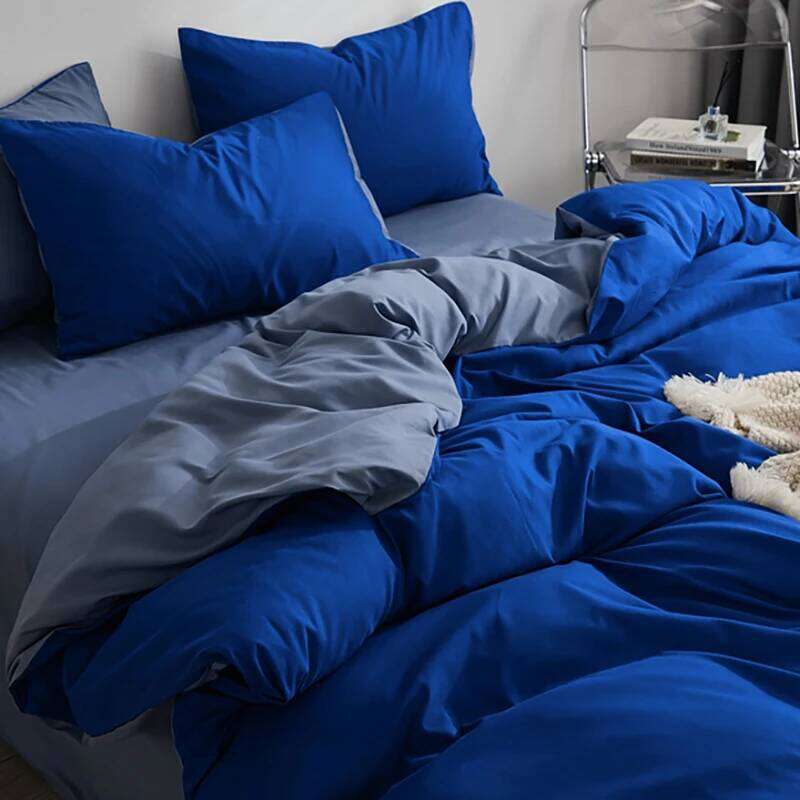 2025 new solid color matching grinding four-piece spring and summer non-pure cotton quilt cover bed sheet 3-piece set H260311 - view 5