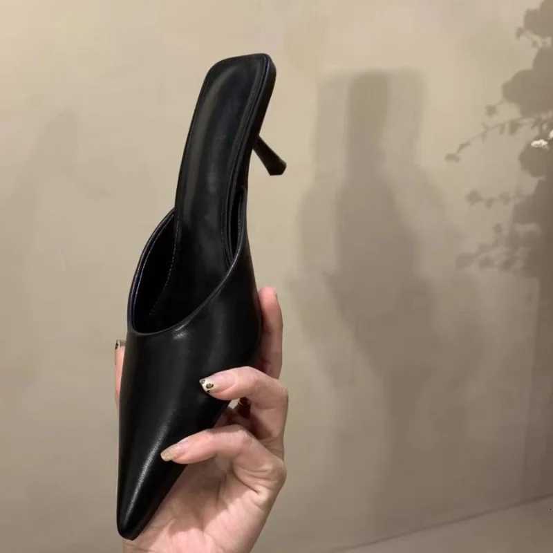 Spring New Leopard Print Women Slipper Pointed Toe Thin Low Heel Sandal Ladies Mules Shoes Zapatos Mujer K260311