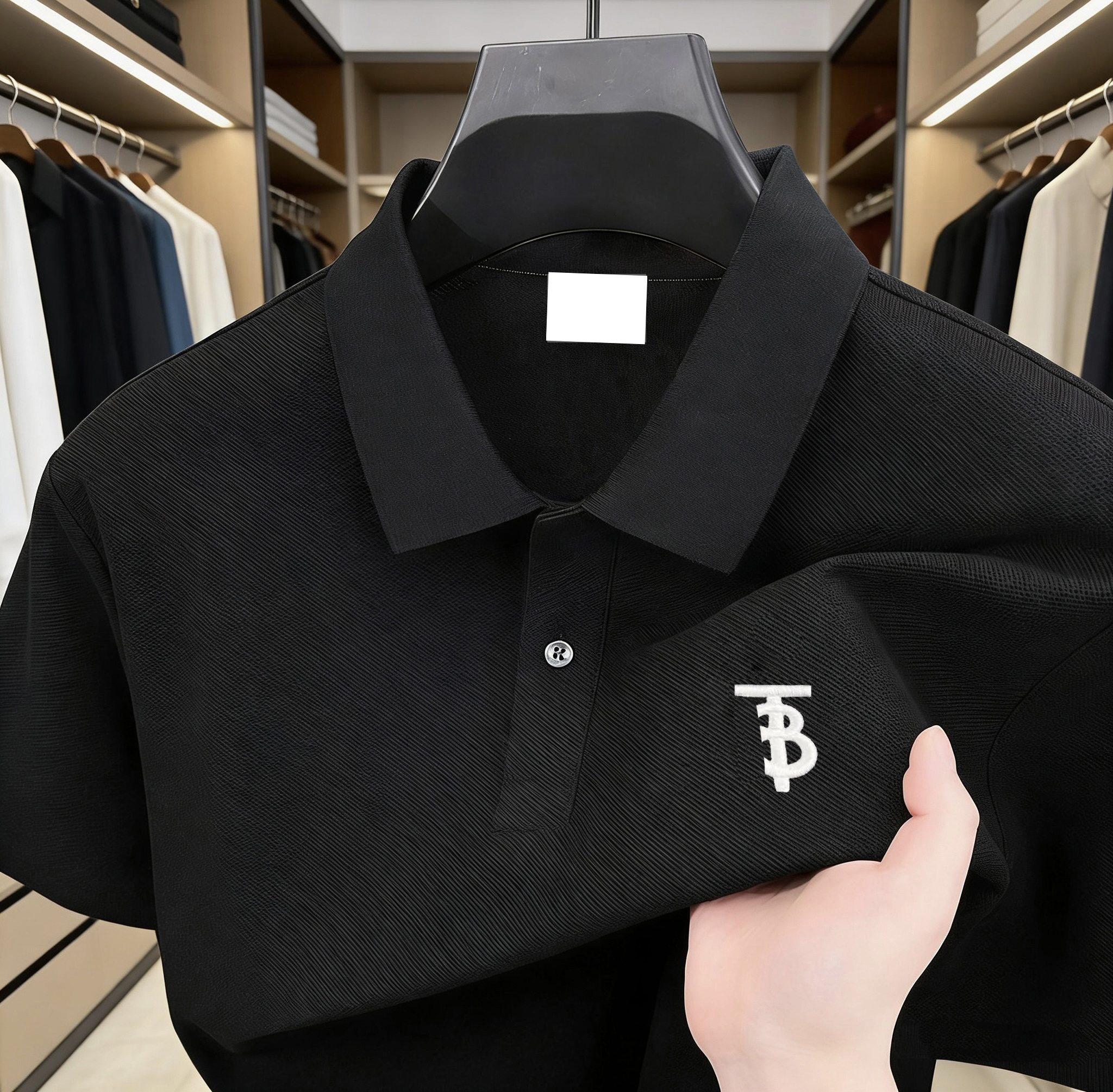 Brand Polo shirt - Men's polo design shirt. Italian luxury. Letter embroidery. Polo T-shirt. Summer casual wear. Women's single-button short-sleeved T-shirt.