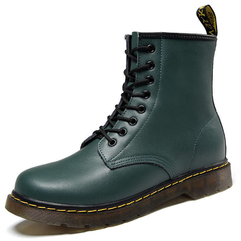 New European Style Couple Martin British Retro High-top Work Shoes Cowhide Round Toe Unisex Leather Boots Free Shipping