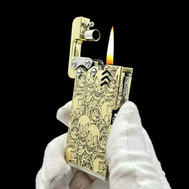 The Sixth Generation Ultra-thin Series Brass Oil Lighter Is A Personalized Fashionable and Trendy Gift for Men Lighters Smoking N260311