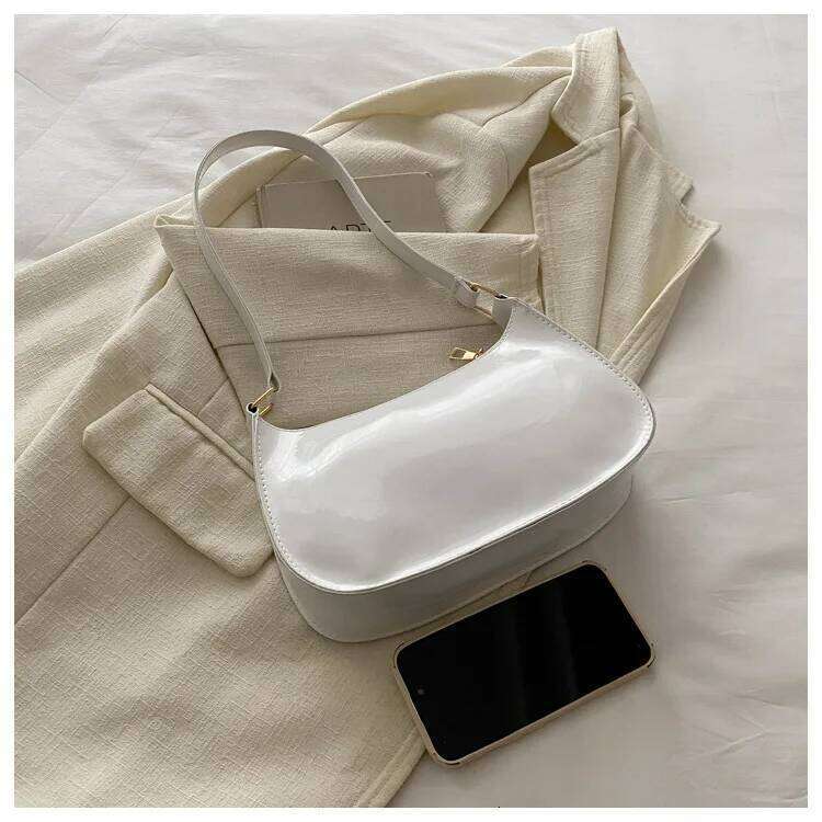 Chic Shiny Pu Leather Underarm Women's Minimalist Tote Bag, Texture Stylish Commuting Handbag, Daily Outfit Shoulder Bag XJ260311