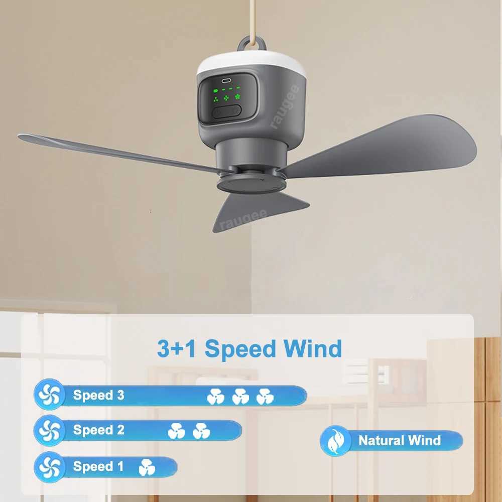 12000mAh Portable Ceiling Fans Outdoor Camping Fan Tent Air Circulator Cooler Rechargeable Electric Fan LED Light Remote Control X260311
