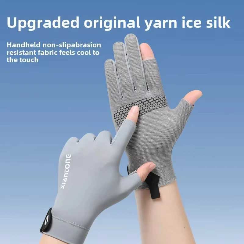 Summer UV Protection Gloves Two-Fingerless Non-Slip Gloves for Men Women Breathable Gloves for Driving Cycling Climbing Workout M260311