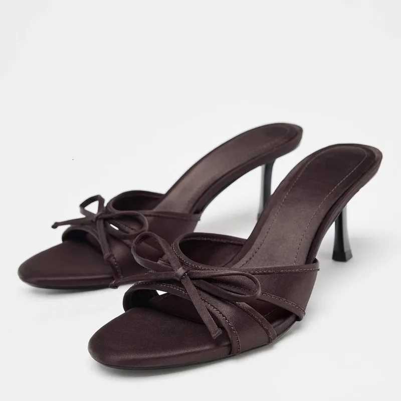 Nightclub Summer High Heel Women Fashion Butterfly-knot Open Toe Slide Ladies Elegant Stripper Party Dress Sandalias K260311