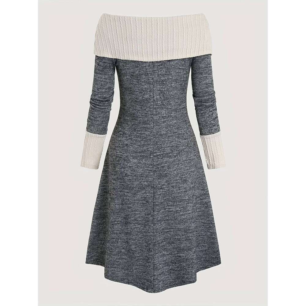 Europe, America, autumn winter, the new fashion women's dress with long sleeves and a shoulder. Z260311