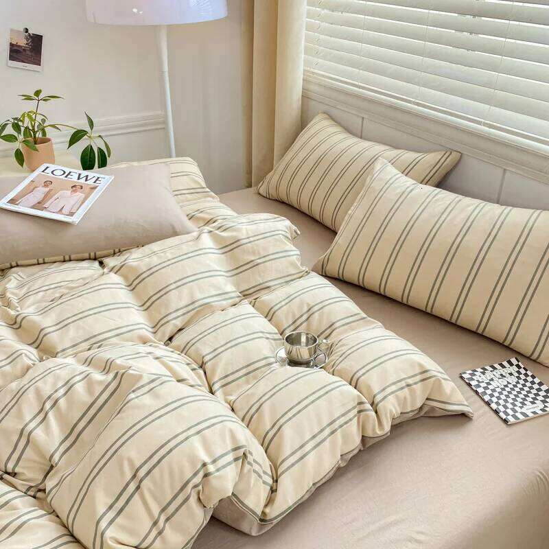 Stripe Bedding Set INS Style Twin Queen Size Duvet Cover Flat Sheet Pillowcase Bed Linen Kids Adult Comforter Sets Home Textile H260311