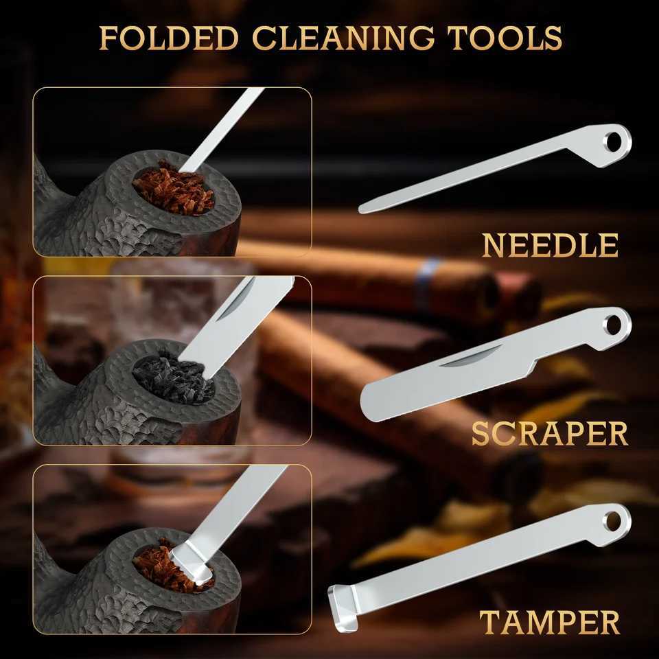 Pipe Lighter Built-in Pipe Stand 3 in 1 Cleaner Tools Refillable Butane Window Lighter with Angled Soft FlameGas Lighter N260311