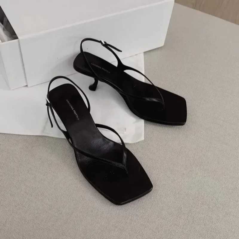 Square Toe Clip Toe Sandals Kitten Heel Back Strap Brown Solid Concise French Style Sexy FAshion Women Shoes Summer Casual K260311