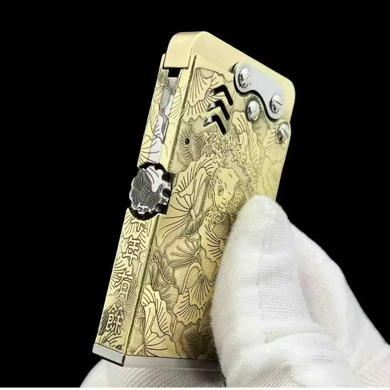The Sixth Generation Ultra-thin Series Brass Oil Lighter Is A Personalized Fashionable and Trendy Gift for Men Lighters Smoking N260311