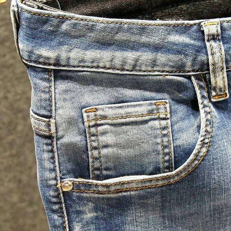 Spring and Autumn Fashion Trend Straight Leg Stretch Denim Trousers Men's Casual Slim Fit Comfortable Sports High Quality Jeans Z260225