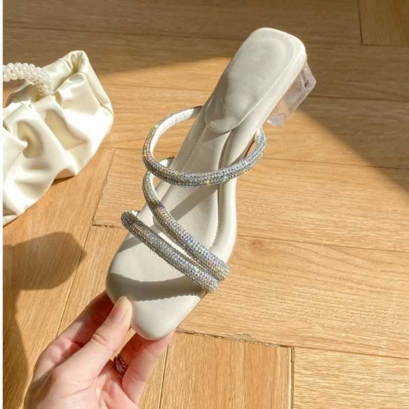Open Toe Lace-up Sandals Women 2025 Summer New Flat Soft Soled Student Evening Square Head Roman ShoesSlippers K260311