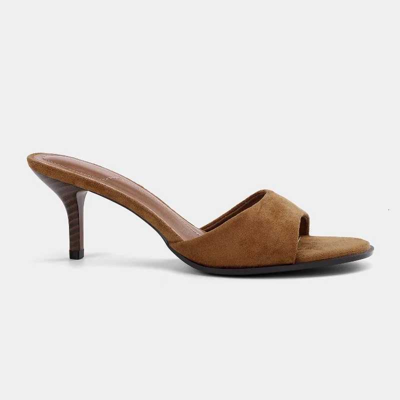 Faux Suede High Heels Modern Sandals for Women Designer Peep Toe Summer Elegant Stilettos Lady Banquet Party Shoes K260311