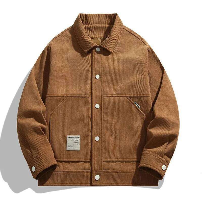 Corduroy Men's Jacket Outwear Spring Autumn New Men Lapel Coat Simple Causal Comfy Tops Breathable Loose Cardigan 26H0311