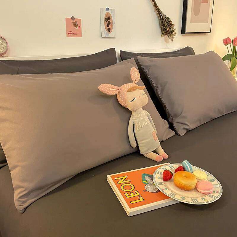 Bed linen set Solid Color Quilt Cover Comforter Covers Bedding bedspreads for double queen Twin size Nordic Fitted Sheets sets H260311