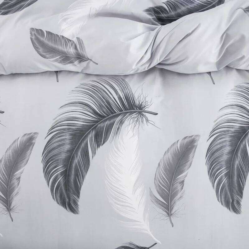 Grey Feather Duvet Full Queen Bird Plume Boho Bedding Set Soft Reversible White Comforter Cover for Kids Girls Teen H260311