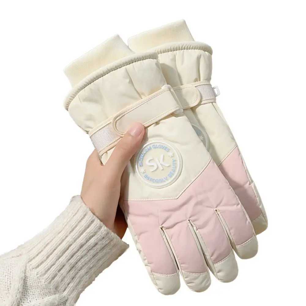 Fashion Lining Ski Gloves Thick Cotton Waterproof Touch Screen Gloves Windproof Winter Warm Gloves For Women M260311