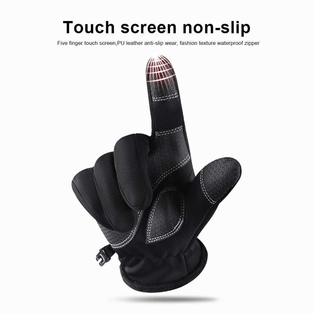 New Brand Mens Ski Gloves Outdoor Waterproof Non-Slip Cycling Gloves Driving Motorcycle Cold Protection Gloves for Cold Winter M260311