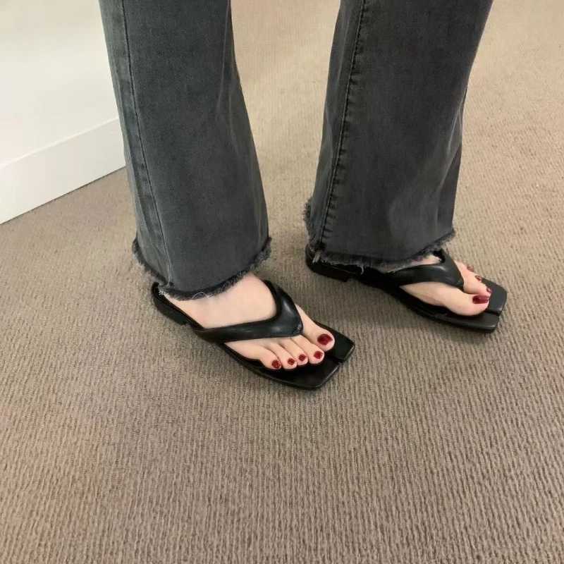 Fashion Shallow Women Medium Heels Slides Flip Flops 2025 New Summer Female Footwear Ladies Heels Pumps Shoes K260311