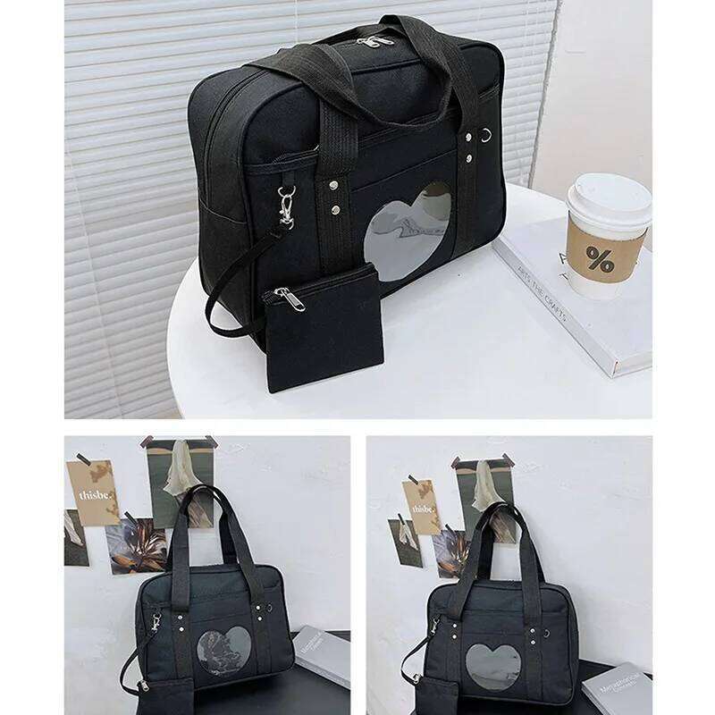 Japanese Lolita Heart JK School Uniform Bags Fashion Oxford Women Student PU Handbag Cosplay Anime Shoulder Bag XJ260311