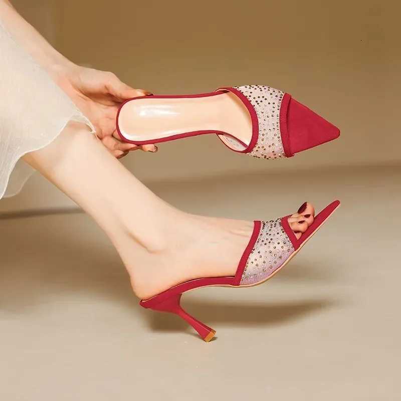 Summer New Fashion Womens Mesh Sexy High Heels Womens Pointed Dress Shoes Zapatos De Mujer Shoes Women K260311