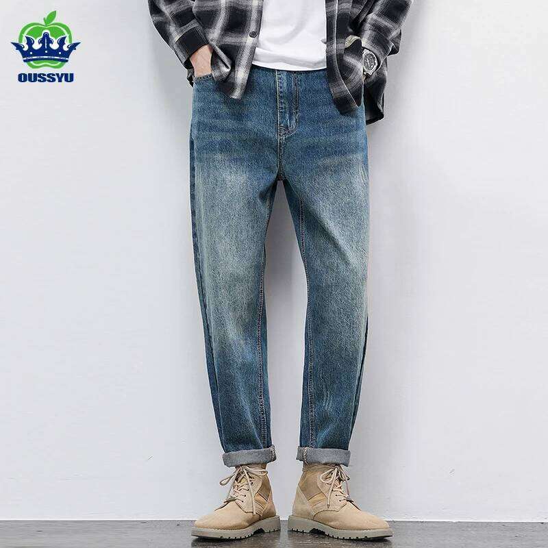 Autumn Winter American Vintage Men's Jeans Cotton Thick Casual Classic Fashion Black Blue Loose Straight Denim Trousers Male Z260225