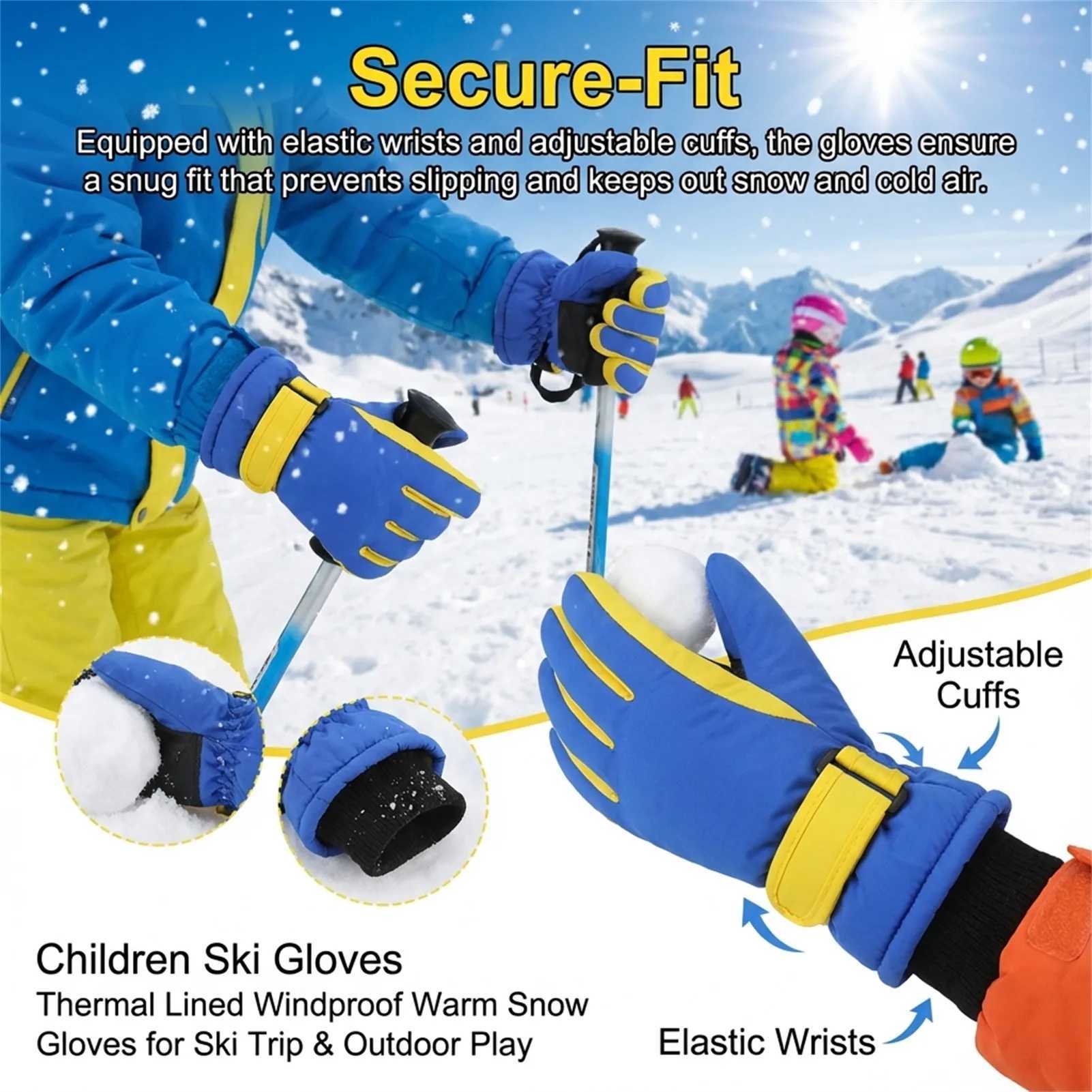 Kids Insulated Ski Gloves Touchscreen 3-9 Years Waterproof Windproof Thermal Winter Snow Gloves for Boys Girls Outdoor Sports M260311