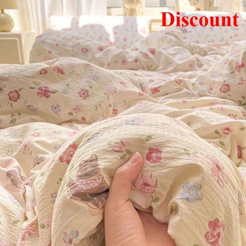 Wrinkled double-layer yarn four-piece set, mattress model, cream wind class A cloud feeling super soft kapok kit H260311