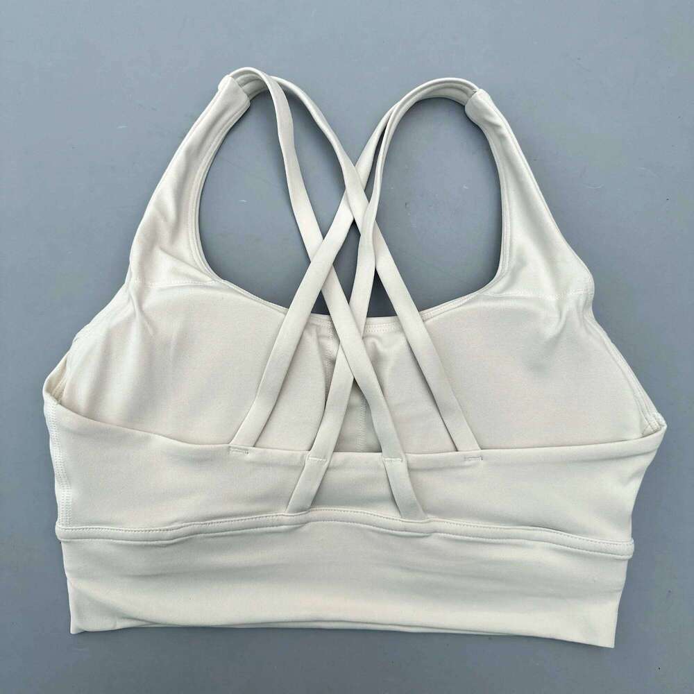 Solid Color Soft Cross Women Fitness Bra Tights Yoga Vest High Strength Shockproof Gym Sports Top Push Up With Chest Pad 26H0311