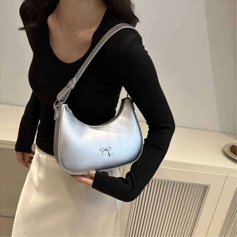 Bowknot Armpit Korean Underarm Luxury PU Leather Y2K Handbag Girls Shoulder Bag Clutch Purse Bolsa Feminina 2026 XJ260311