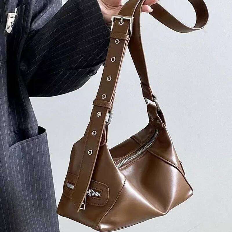 Vintage Thread Y2k Women's Shoulder Bags Cool Hot Girls Crossbody Underarm Bag PU Leather Female Handbags Fashion Purse XJ260311