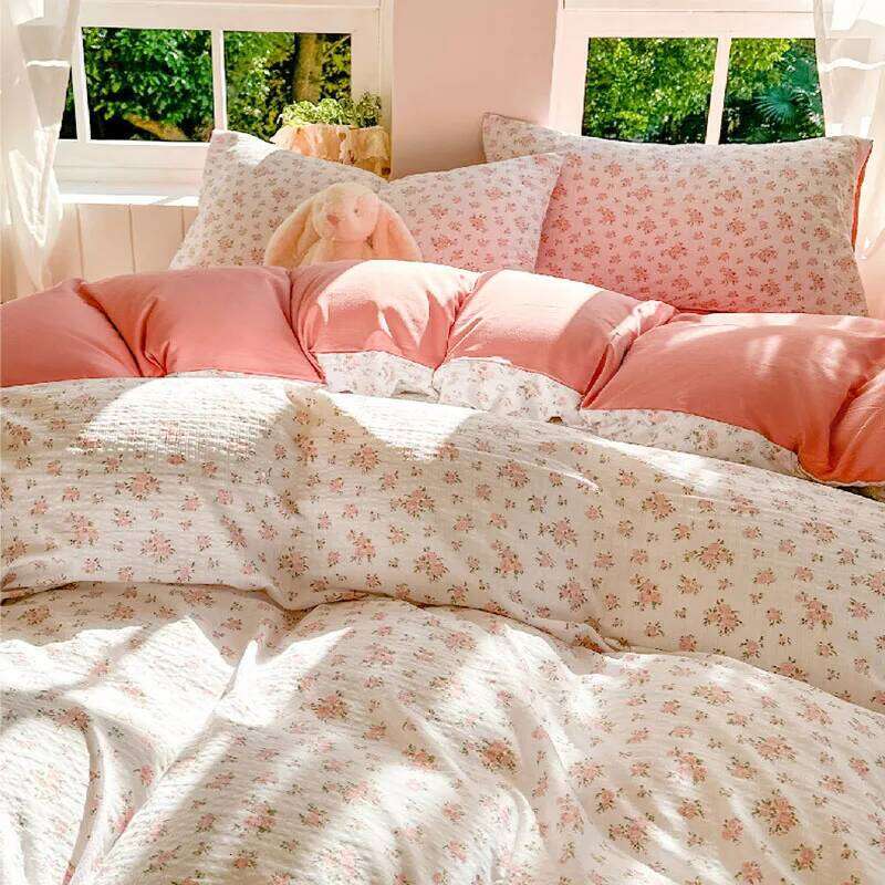A-Class Double-Layer Yarn Floral Bedding Set Bubble Cotton Skin Friendly Summer Duvet Cover Sets Ins Soft Bed Linens for Home H260311