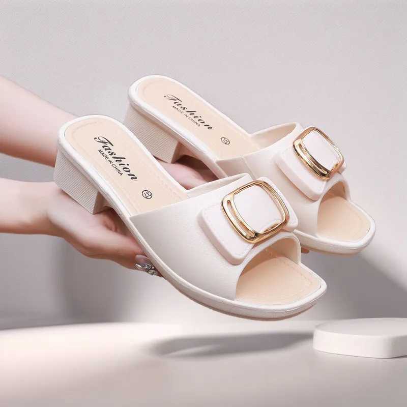Womens Versatile Summer Sandals - Fashion Thick Sole Flip Flops Non-Slip Durable Outdoor Slides for Beach/Street Wear K260311
