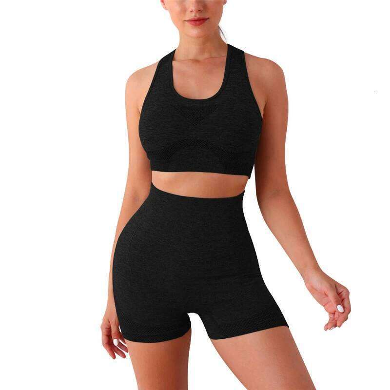 2PCS Seamless Women Yoga Set Workout Sportswear Gym Clothing Fitness Long Sleeve Crop Top High Waist Leggings Sports Suits 26H0311