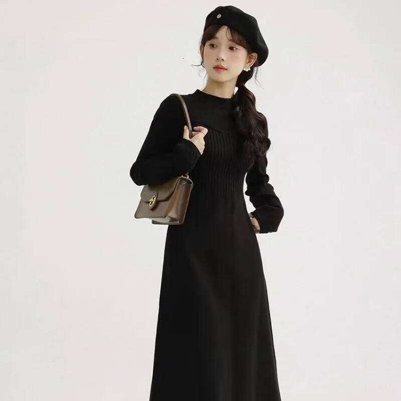 Gentle Bottoming Knitted Dress Women in Autumn Winter New Slim Fit Inner Long Skirt Style Z260311