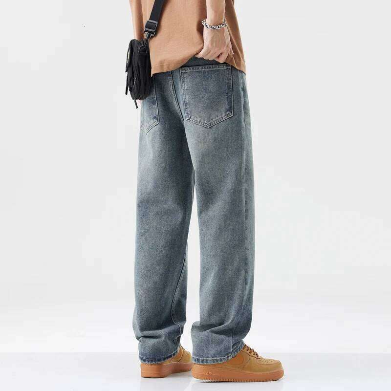 Baggy Jeans Men's Streetwear Fashion Straight Vintage Washed Wide-leg Pants Y2k Mens Clothing Casual Loose Denim Trousers Z260225