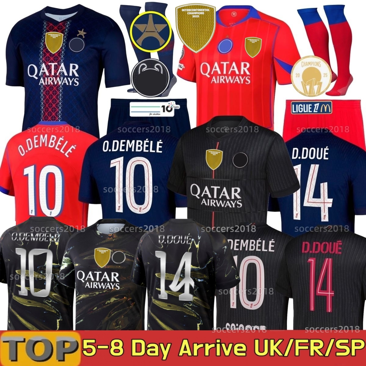 25 26 O.DEMBELE D.DOUE PSGES soccer jerseys ZABARNYI HAKIMI KVARATSKHELIA JOAO NEVES BARCOLA hommes enfant Gk 2025 2026 Fourth football shirts men kids maillot de foot