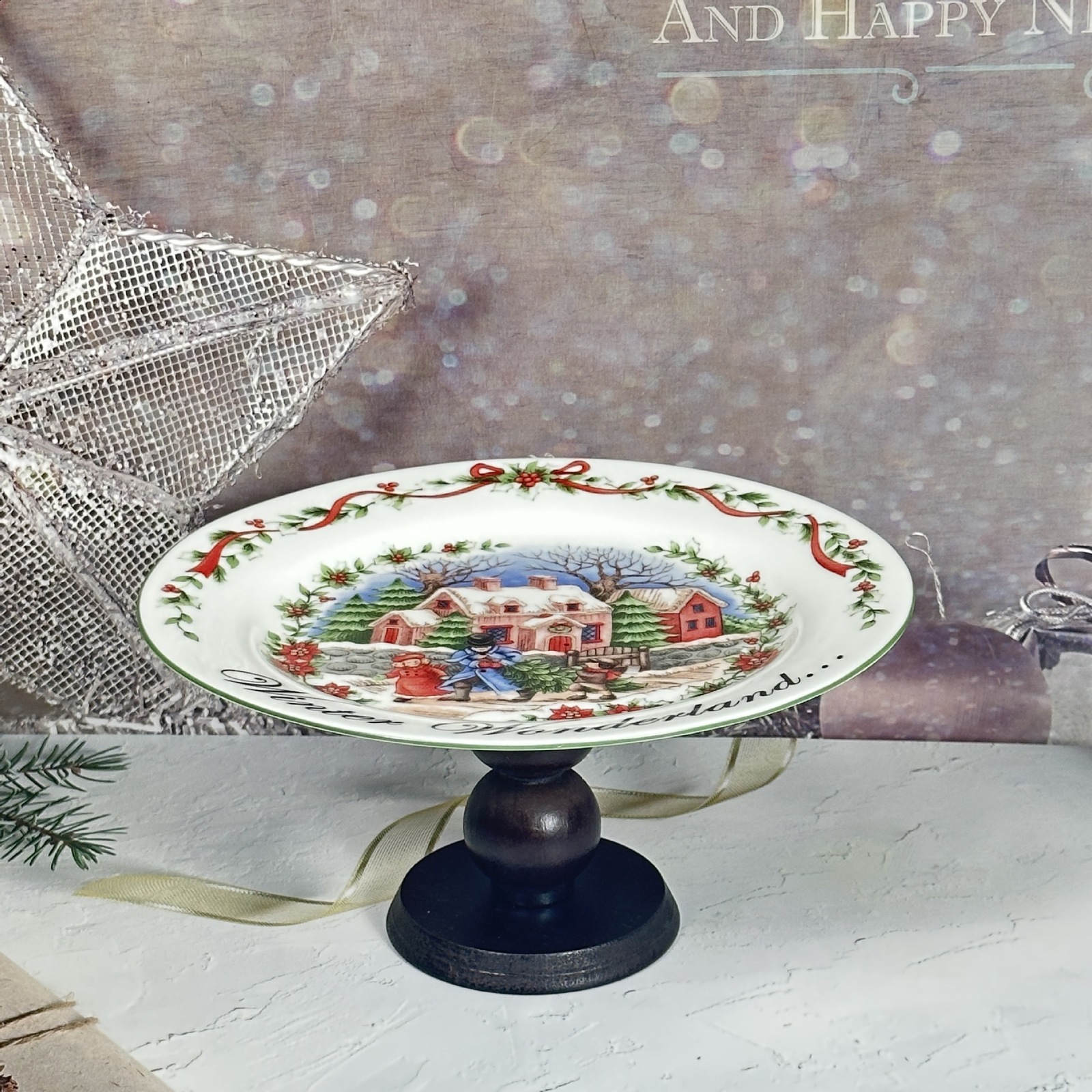 Dishes Plates Spode Christmas Tree Gold 4Piece Setting | Made of Fine Earthenware Collection Service for 1 Dinner Plate Salad 231113