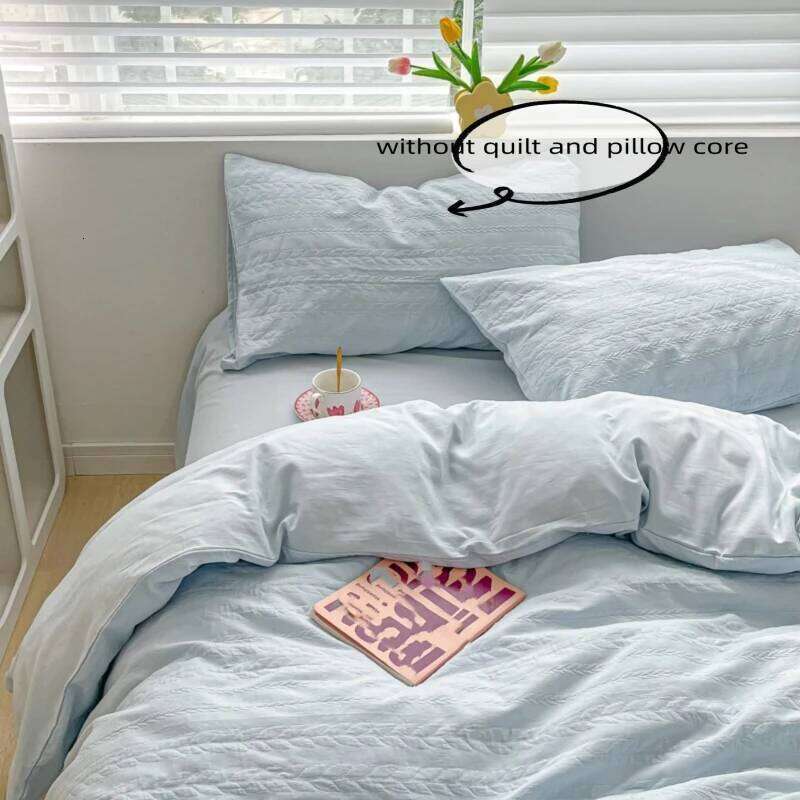 3pcs Jacruard Duvet Set 1*Duvet Cover + 2*Pillowcase, Without Core, pure color Bedding Set, Soft Comfortable H260311 - view 6