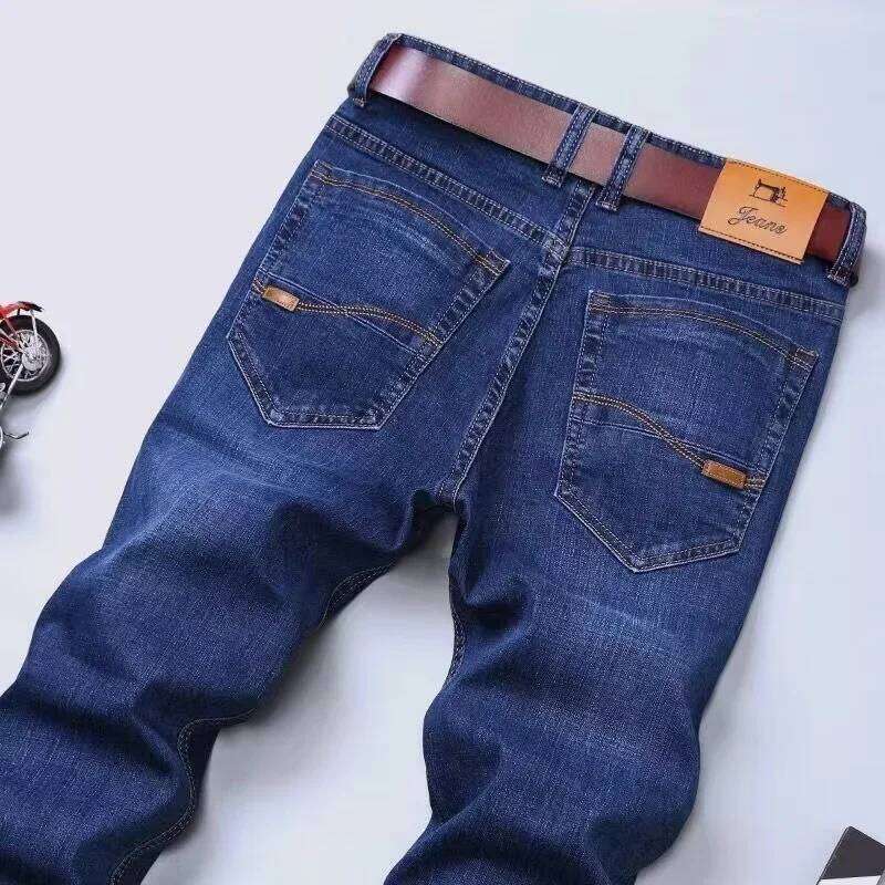2025 New Spring Fashion Men's Jeans Business Casual Stretch Straight Denim Trousers Classic All Match Male Brand trousers Clothi Z260225