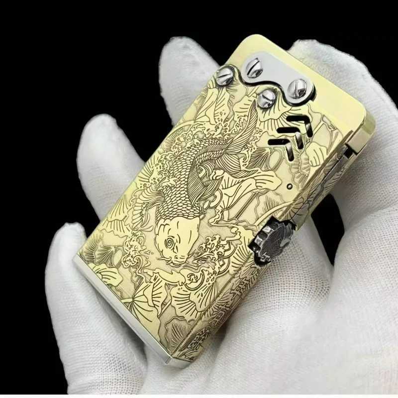 The Sixth Generation Ultra-thin Series Brass Oil Lighter Is A Personalized Fashionable and Trendy Gift for Men Lighters Smoking N260311