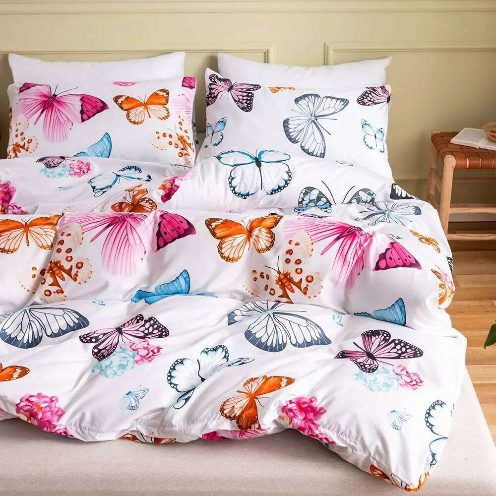 Bedding Sets 2/3 Pcs Nordic Butterfly Pattern Northern Europe Duvet Cover Set 220x240 200x200 for Adult King Queen Twin H260311