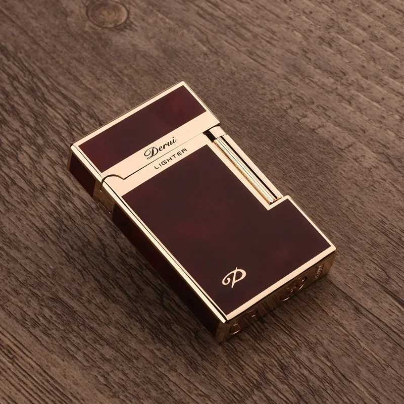 Genuine Steel Tone Loud Lighter Gas Inflatable Open Flame Metal Side Sliding Cigarette Lighter for Boyfriend Husband Gift Box N260311