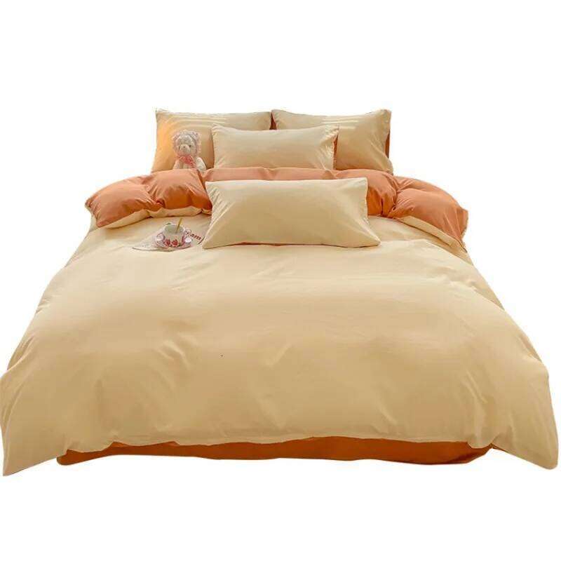 Nordic Simple Style Solid Color Double Washable Cotton Quilt Cover Four Piece Set Single Dormitory Sheet 3pcs H260311 - view 5