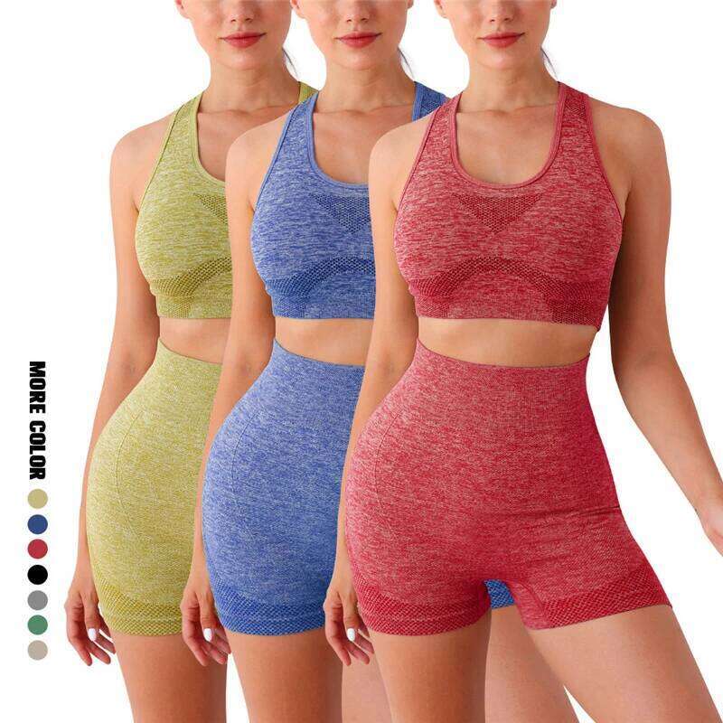 2PCS Seamless Women Yoga Set Workout Sportswear Gym Clothing Fitness Long Sleeve Crop Top High Waist Leggings Sports Suits 26H0311