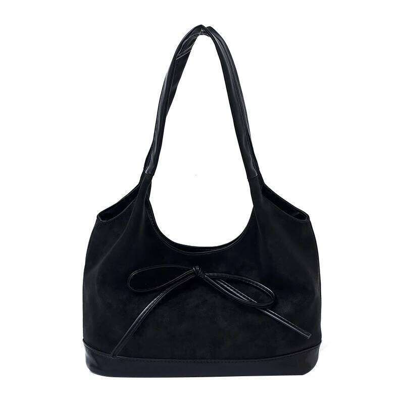 Bow Slouchy Shoulder Solid Color PU Crossbody Large Casual Commuter Bag Lightweight for Girls Woman Birthday Gifts XJ260311