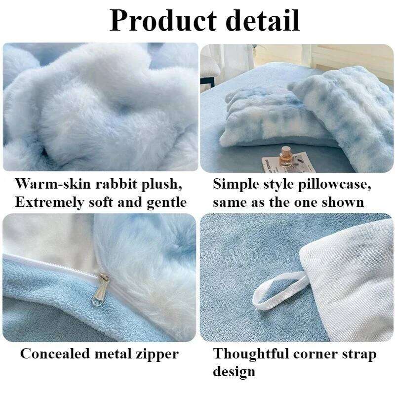 New Rabbit Fur Thickened Milk Velvet Duvet Cover Set Machine Washable Soft SkinFriendly Warm Bed Sheet for Home and Hotel H260311 - view 6